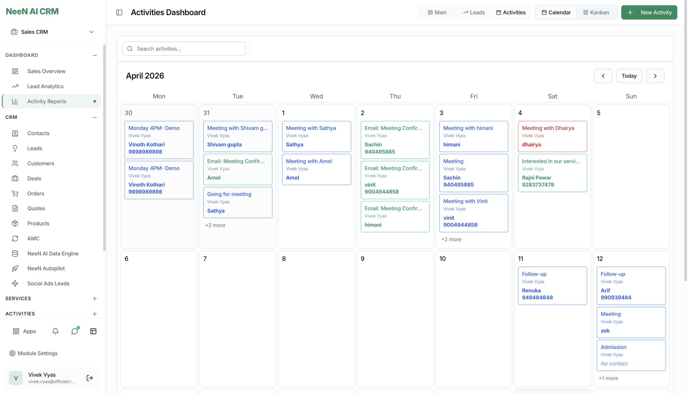 Sales CRM web app — complete demo